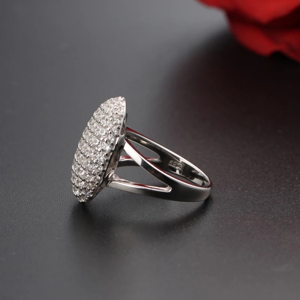 New Silver Big Coctail Diamonds Ring - Picture 2 of 5